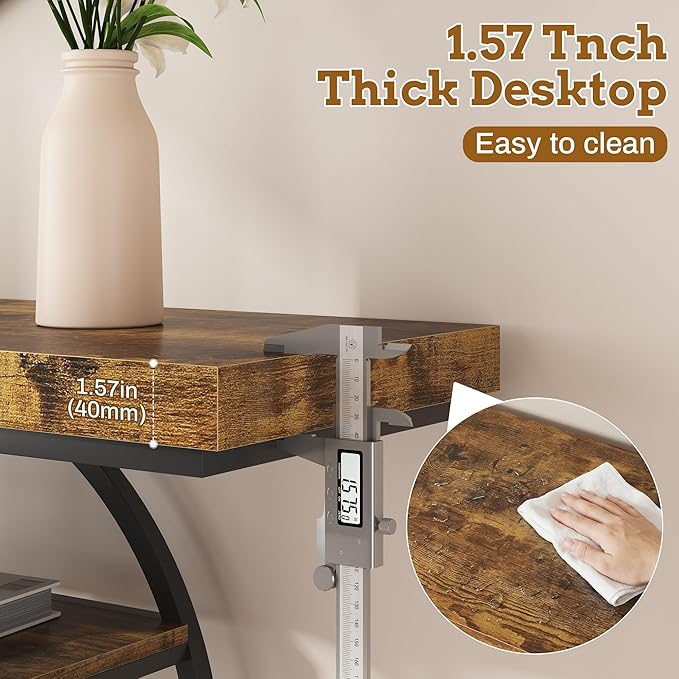 Entryway Table for Foyer,47.2 Inch Industrial Narrow Console Table,Accent Decor Living Room Furniture,Hallway & Sofa Table for Entrance,4-Tier Storage Shelves,Metal Frame,Thick Wood Top