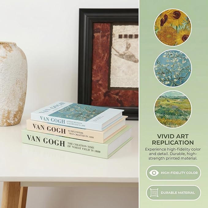 Van Gogh Art Decorative Books - Coffee Table Decor - Decorative Book for Home Decor-Faux/Fake Books for Decoration Minimalist Book Box for Coffee Table,Bookshelf, Living Room,TV Stand