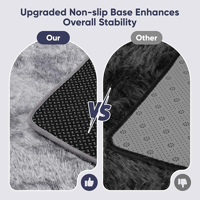 Area Rug for Living Room Bedroom: 6x9 Light Grey Soft Fluffy Shag Upgrade Non-Slip High Pile Carpet Large Fuzzy Plush Indoor Floor Decor Shaggy Rug for Kid Boys Girls Playroom Nursery Modern Home