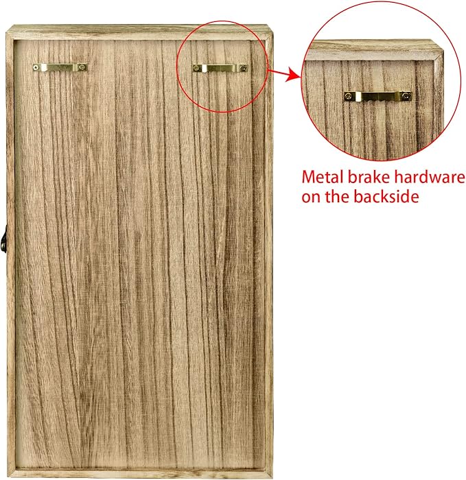 Ikee Design Wooden Collection Display Case with Hinged and Clear Tempered Glass Top, Wall Mounted 10 Slots Wood Display Storage Box for Mini Figures, Collections, Essential Oils, Oak Color