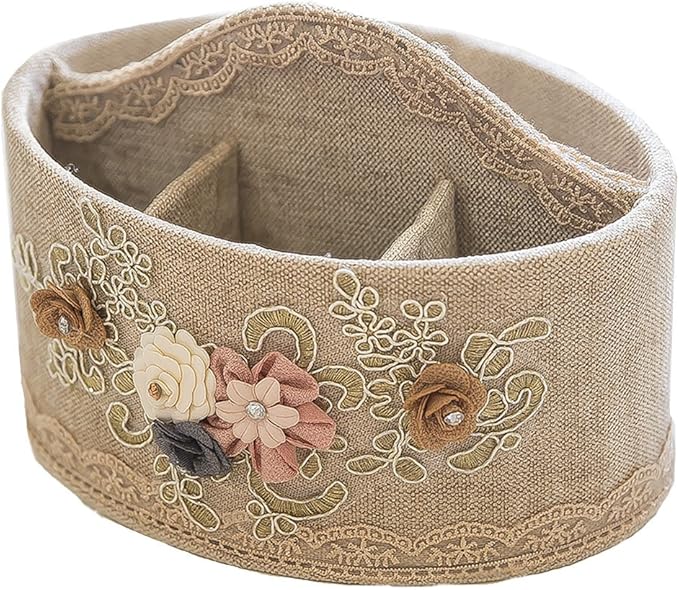 Vintage Fashion Lace Floral Oval Shape Cosmetic Jewelry Organizer Desktop Storage Box Organizer