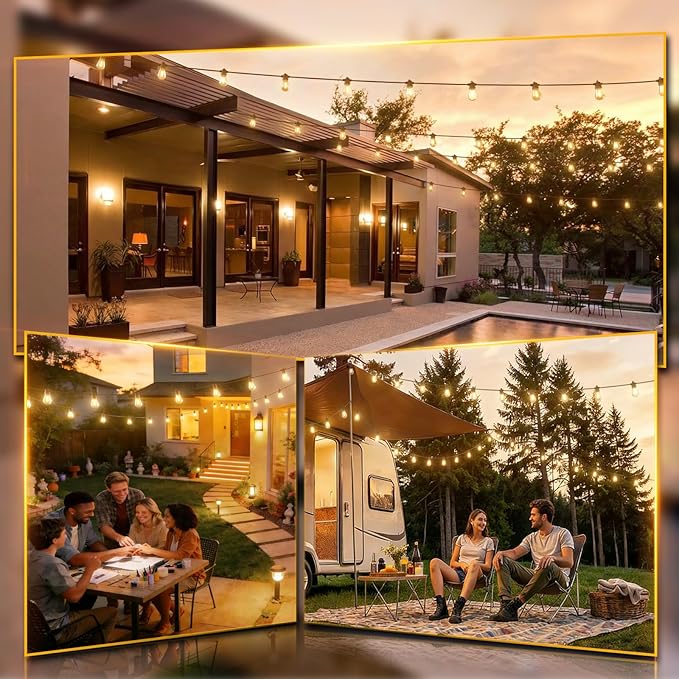 addlon 72FT(2FT Space) LED Outdoor String Lights with 36 Edison Shatterproof Bulbs, Heavy-Duty and Weatherproof Strand, Commercial Grade Patio Lights, Decorative for Patio, Black