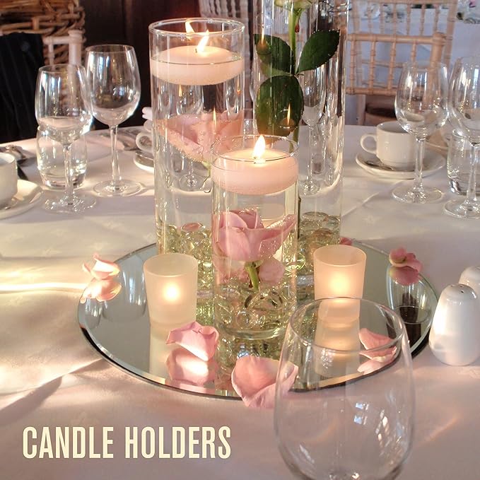 Houseables Mirror Centerpieces for Tables, Round Mirrors for Centerpieces, Mirrored Trays, Round Table Plate Tray, Circle, Glass Charger, Wedding, Center Piece, Small, Base, Candle, 12 Inch, 12 Pack
