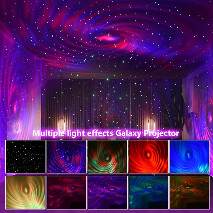Star Projector With Alarm Clock, Rocket Galaxy for Bedroom, Bluetooth Speaker and White Noise Aurora