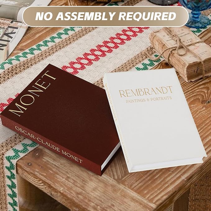 Decorative Books Set of 2, Beautiful Linen Boxes Decor Coffee Table Bookshelf or Mantle, Aesthetic Fake Books for Modern Home Decoration, Keepsake Photo Storage Box