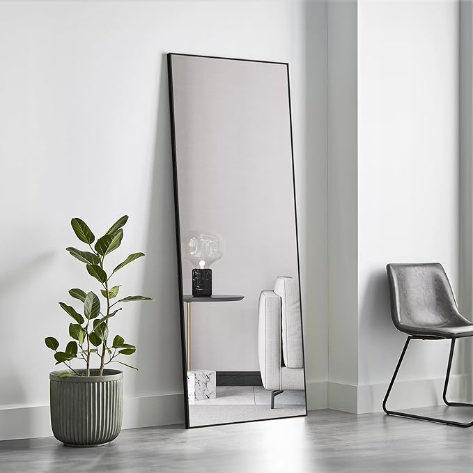 Simple Deluxe Full Length Mirror, 59"x16" Large Floor Mirrors, for Wall Door Bedroom Bathroom Living Room (Black)