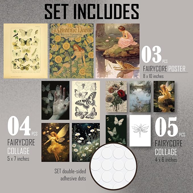97 Fairy Room Aesthetic Pictures - Vintage Fairycore Wall Art Print, Cottagecore Decor, Cozy Goblincore Poster for Home Bedroom Decoration (8x10 Unframed)