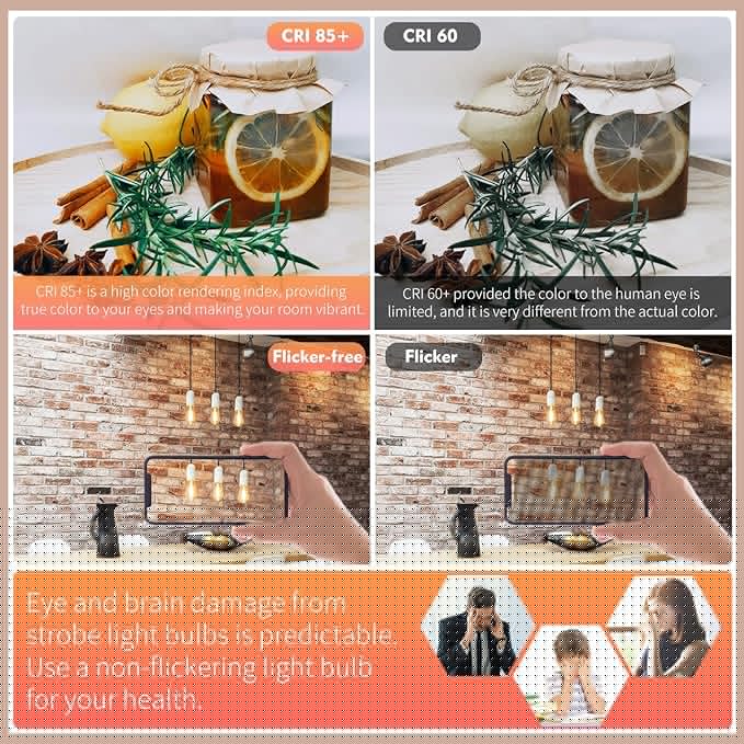 8 - Pack Dimmable Vintage LED Edison Bulbs, E26 LED Bulb 60 Watt Equivalent, Warm White 2700K, ST19/ST58 Antique Spiral Filament Decorative Light Bulb.