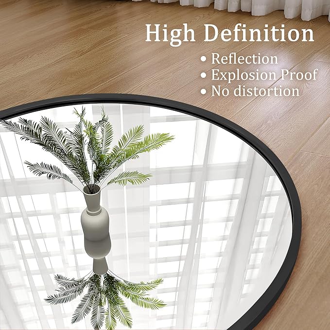 GlasFlength 56" x 18" Full Length Mirror with Stand, Arched Aluminum Alloy Frame, Versatile Standing, Hanging, or Leaning Wall/Floor Mirror for Bedroom, Living Room, or Entryway, Black