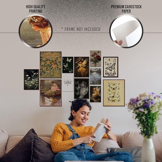 97 Fairy Room Aesthetic Pictures - Vintage Fairycore Wall Art Print, Cottagecore Decor, Cozy Goblincore Poster for Home Bedroom Decoration (8x10 Unframed)