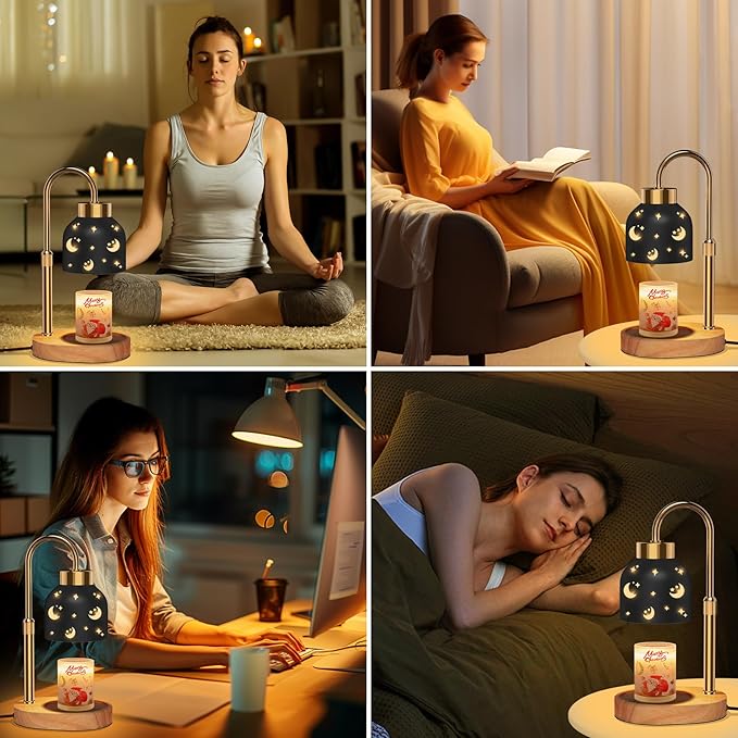 Candle Warmer Lamp with Timer, Candle Warmer Lamp Black - Wax Melt Warmer with Timer, Adjustable Height, Ideal for Jar Candles, Perfect House Warming Gift for Women on Christmas