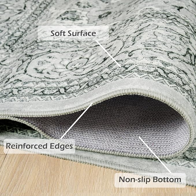 Goideal Washable Entry Rug 2x3, Gray Small Area Rugs Non Slip, Indoor Low Pile Carpet with Rubber Backing for Bathroom Kitchen Entryway Office