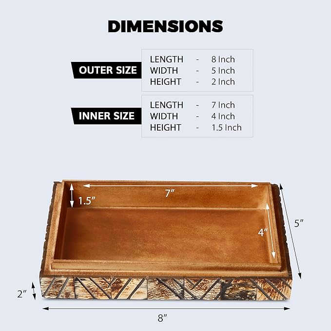 Handicrafts Home Decorative Keepsake Box 8x5 – Small Organizer Box with Lid, Boho Decorative Storage, Retro Memory Box, Unique Coffee Table Décor, Jewelry or Trinket Box, Modern Shelf Decorative Box