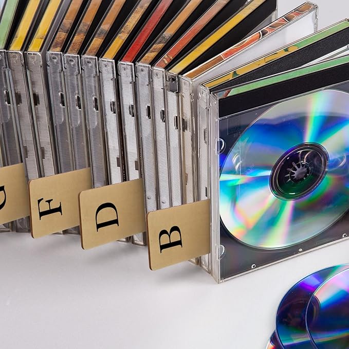 26 Pcs Library Alphabet Book Dividers Wooden Vinyl Record Dividers Organizer Separators 26 Alphabetical A-z Dividers Bookshelf Markers for Shelves Cds, Albums, Books(Wood Color)