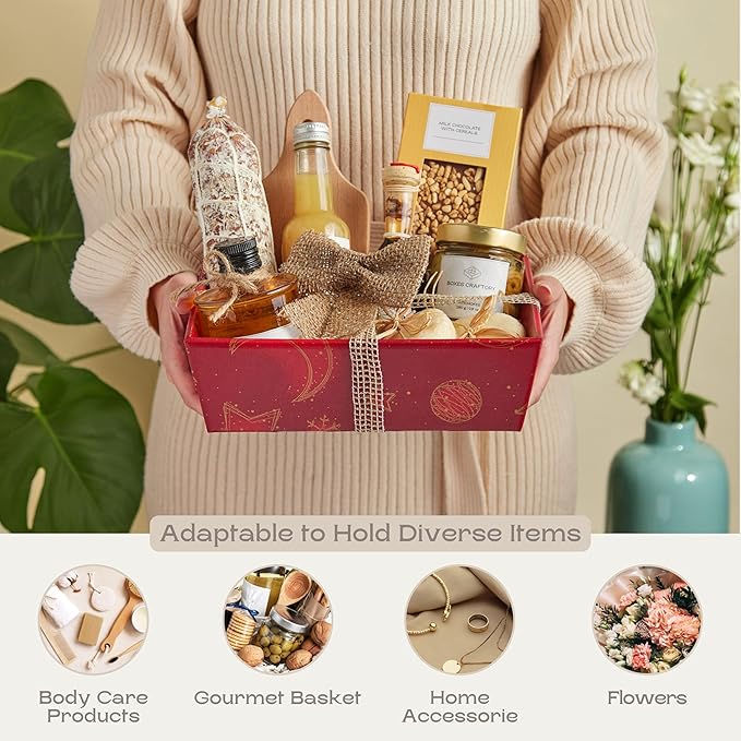 Pack of 5 Baskets for Gifts Empty Made in Italy - Gift Baskets Empty Ideal for Baby Shower, Wedding Gift Basket and Gift Basket for Any Occasion | 9" x 6.69" x 3.14" Red Universe