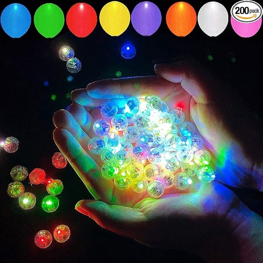 200pcs 10 Colors Balloon Lights, LED Assorted Colors Flash Lights, Mini Ball Light Round LED Ball Lamp for Paper Lantern Balloon Birthday Party Wedding Halloween Christmas Decoration
