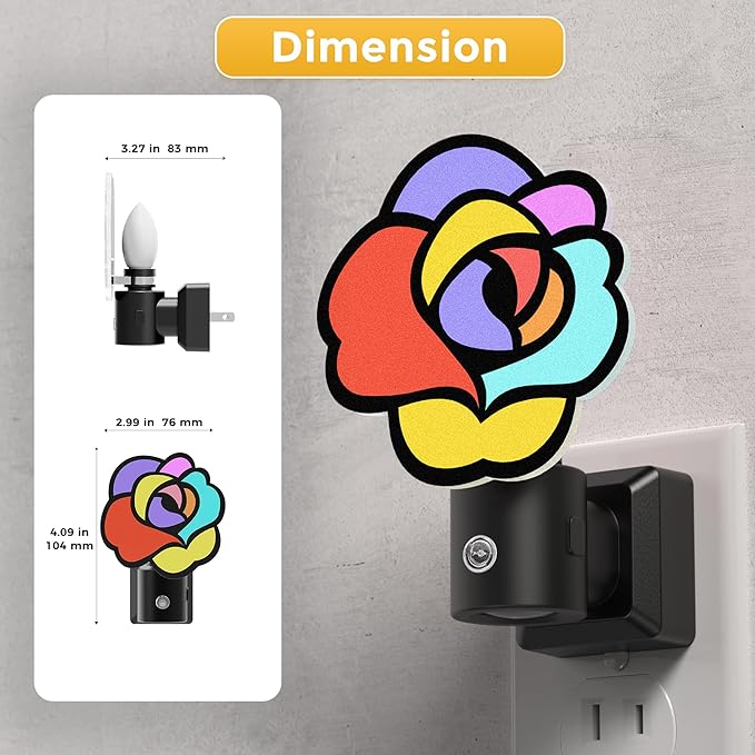 L LOHAS LED Night Lights Plug into Wall, Night Light with Light Sensor, 3000K Soft White, 0-100LM Brightness Adjustable, Acrylic Rose Nightlight for Bathroom Bedroom Hallway