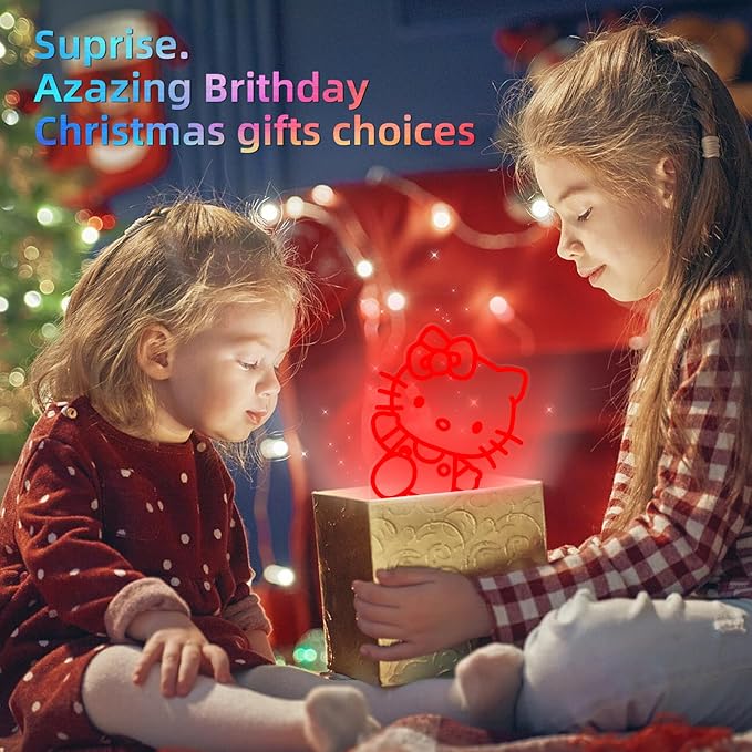 LOUHH Kitty Night Light, 3D LED 16 Color Intelligent Remote Control Lamp for Christmas Gifts Children's Room Decoration Holiday Gifts