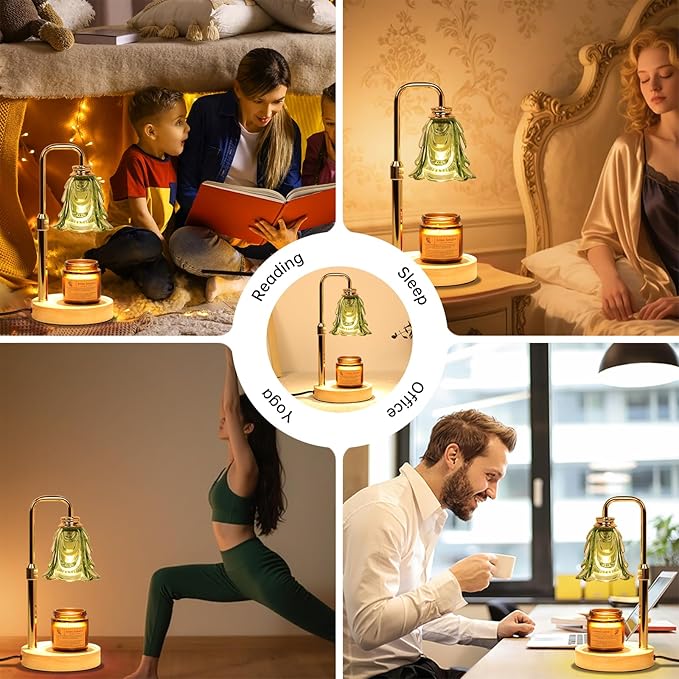 Droyek Candle Warmer Lamp with Timer Electric Candle Warmer Lamp Adjustable Height Dimmable Wax Warmer Lamp Jar Candles with 2 Bulbs for Home Decor & Office