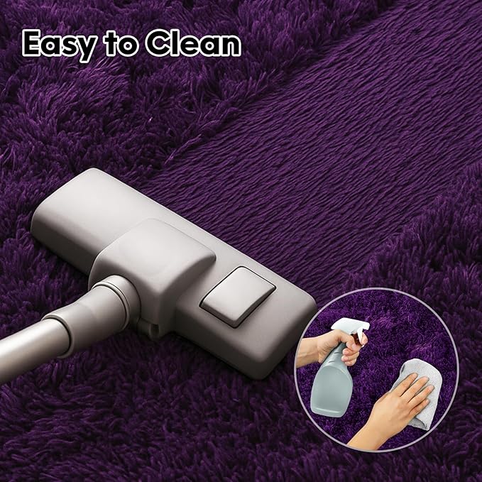 Large 9x12 Area Rug for Living Room, Soft Shag Rugs for Bedroom, Non-Slip Ultra Fluffy Rug,Modern Plush Carpet for Girls Boys Kids Room Dorm,Fuzzy Rug for Home Decor Aesthetic,Purple