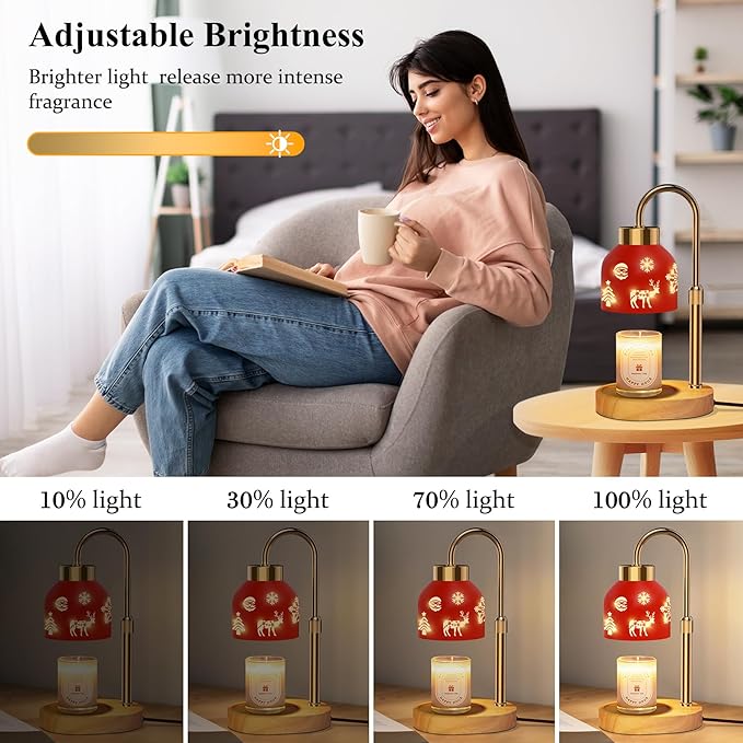 Lukasa, Christmas Candle Warmer Lamp, with Timer and Dimmer, Adjustable Height Candle Lamp, Wax Melt Warmer for Scented Jar Candles, for Women Mom Girls Teens Adults