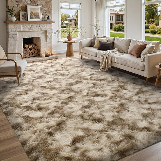 5x7 Area Rugs for Living Room, Khaki Plush Fluffy Shaggy Bedroom Rugs Non-Slip, Ultra Soft Carpet for Nursery Kids PlayRoom Dorm Office Indoor