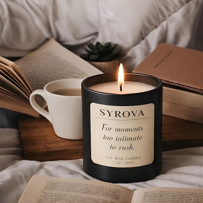Amber & Tonka Bean Candle, Luxury Scented Soy Candle 7oz, Warm Cozy Fragrance for Home, Relaxing Aromatherapy Candle, Gift for Women, Long Lasting Jar Candle