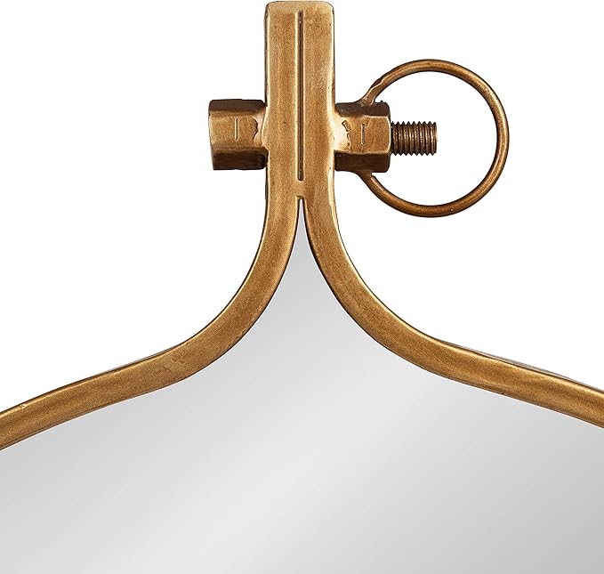 Kate and Laurel Yitro Round Industrial Modern Metal Framed Wall Mirror, 23.5x28.5, Gold