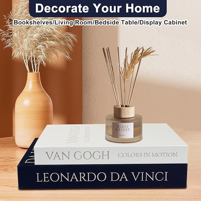 SUPERNIGHT Decorative Books for Home Decor, Set of 2 Linen Decorative Boxes for Aesthetic Room Decoration, Coffee Table Decor, Keepsake, Hidden Storage with Magnetic Closure (Black+White)