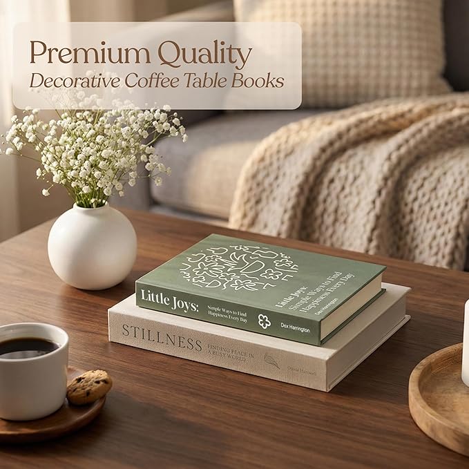 MESMOS Set of 2 Faux Decorative Books for Shelves, Living Room & Home Decors, Faux Books for Decoration, Decorative Coffee Table Book Decor, Book Decor Aesthetic, Coffee Table Box - Mindfulness Series