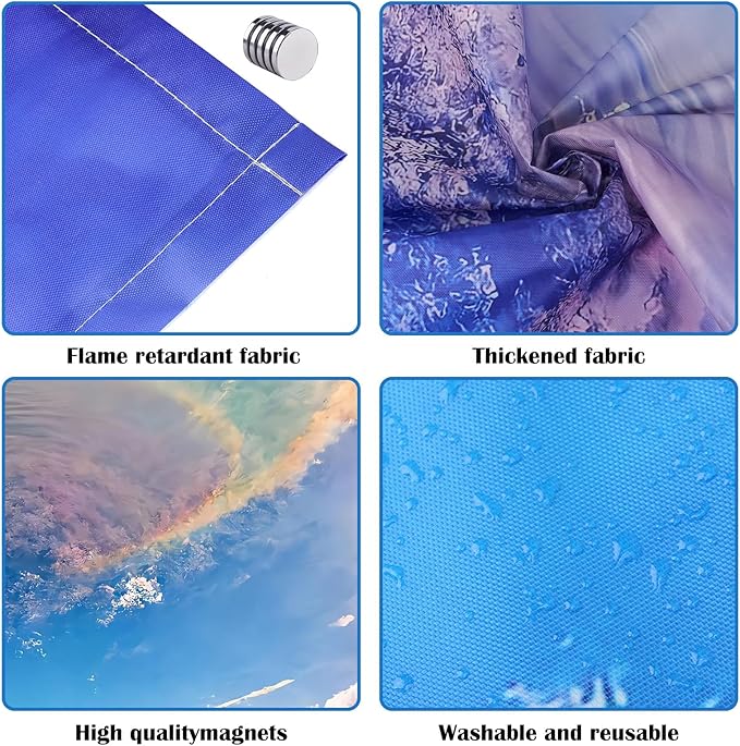 ANGSYLTH 2 Pcs Fluorescent Light Covers - 4 x 2 Feet Covers for Ceiling Lights, Magnetic Light Filters for Classroom, Office, Hospitals, Home (Blue Sky - Rainbow)