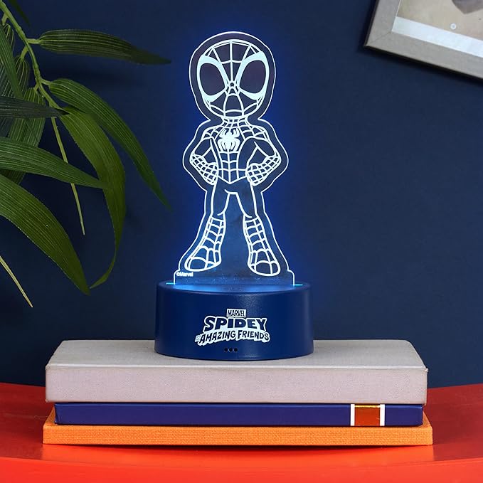Get Trend Marvel Spidey 3D Illusion Night Light for Kids, 16 Colors, 4 Lighting Modes, Dimmable, LED Desk Lamp with Remote Control, Bedroom Decor, Gifts for Boys, Girls (Multi Spidey)