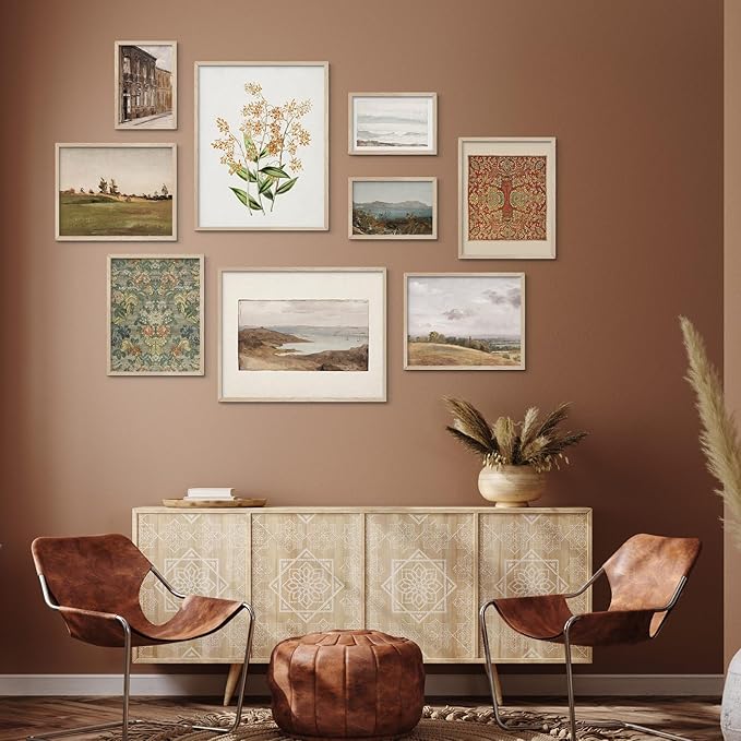 Habseligkeit Retro Prints for Wall Decor, Vintage Wall Art Prints, Country Wall Decor Aesthetic Landscape Home Decor Bedroom Living Room Unframed, Set of 9