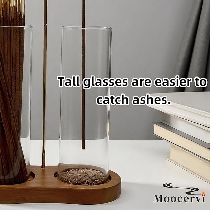 Incense Holder,2 in 1 Incense Sticks Burner Holder with Storage,Hang Upside Down Incense Holder for Sticks with Glass Ash Catcher for Meditation Yoga Spa Room Decor (Brown)