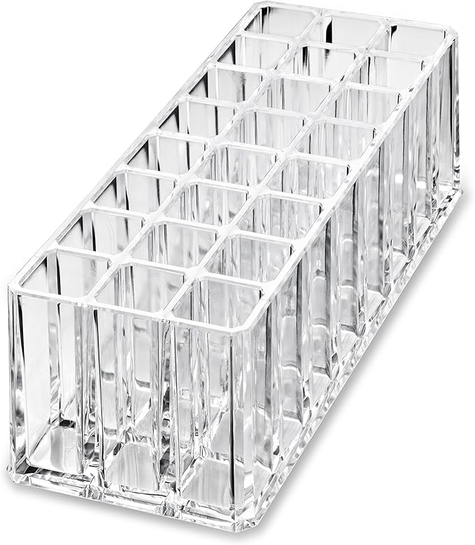 BY ALEGORY Acrylic Rollerball Perfume Organizer Beauty Scent Holder 24 Space Organization Refillable Container Tall Scented Oil Storage Display Case