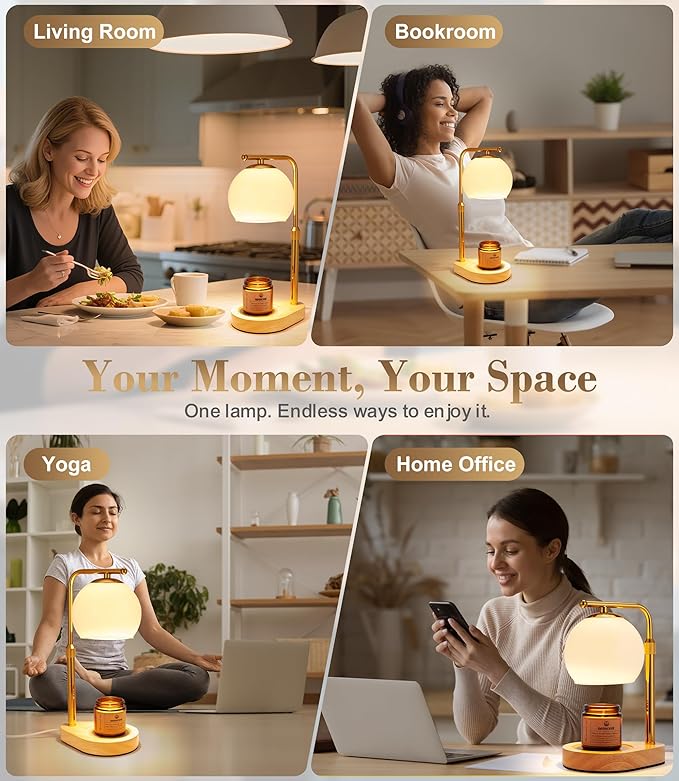 Modern Candle Warmer Lamp White Glass Minimalist Candle Warmer Lamp with Timer Adjustable Height Budget Friendly Wax Melter for Bedroom Living Room