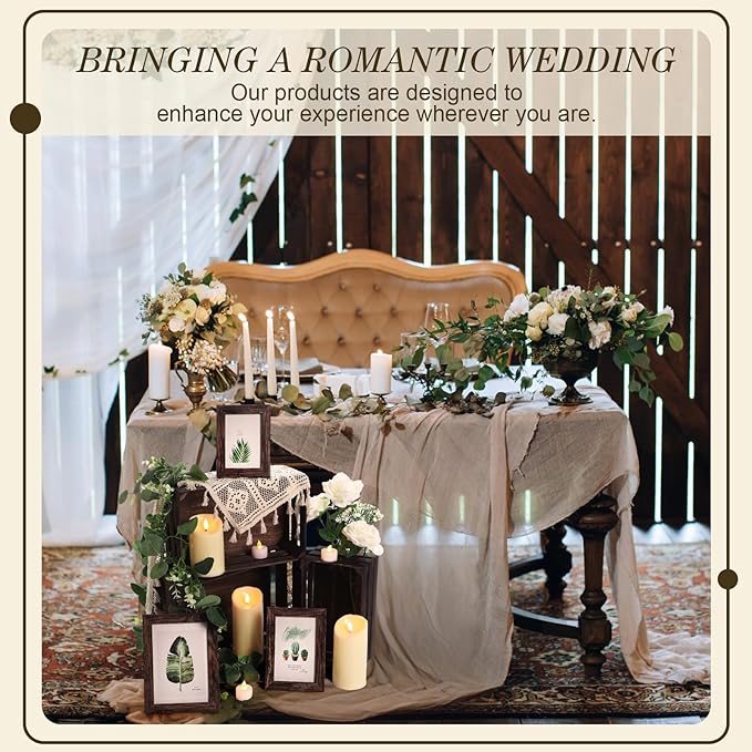 Yuntau 11 Pcs Rustic Nesting Wedding Decoration Sets, Christmas Rustic Farmhouse Decor Wood Crates for Display Decorative Box Storage Baskets Vintage Decor with Candles for Xmas Party Event(Brown)