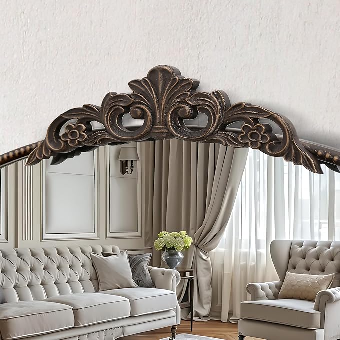 Micasso Traditional Ornate Bronze Mirror: 36" x 24" French Baroque Antique Mirror - Decorative Vintage Arched Mirrors for Wall/Bathroom/Entryway/Hallway - Home Decor for Living Room