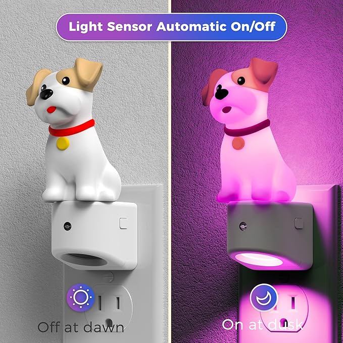 L LOHAS LED Night Light for Kids,3D Cute Puppy Night Lights,Schnauzer with Dusk to Dawn Sensor, RGB+Soft White 3000K,Dog Night Light,Birthday Gift Nightlight for Kids, Room Decor