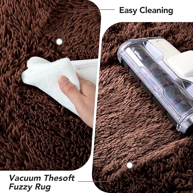 Living Room Area Rugs 8x10: Brown Ultra Fluffy Non-Slip Floor Carpet for Bedroom Living Room Home Office, Soft Shag Rug Home Decor (Brown 8x10 Feet)