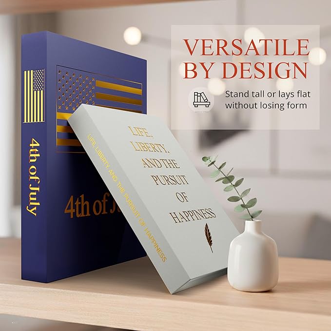 Fake books for decoration - Set of Two - Cardboard and linen - Decor Books for coffee table - Decorative boxes for home decor aesthetic - box storage (4th of July)
