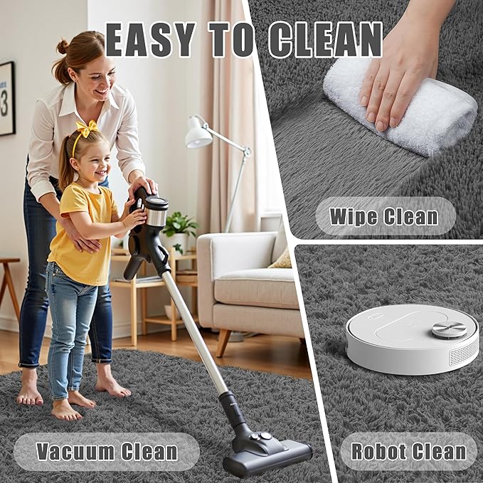 4x6 Area Rug for Living Room:Ultra Soft Fluffy Shag Dark Grey Rugs,Large Fuzzy Plush Indoor Non Slip Carpet Washable Rug for Bedroom Kids Nursery Office Dorm Modern Decor(Dark Grey 4'x6')