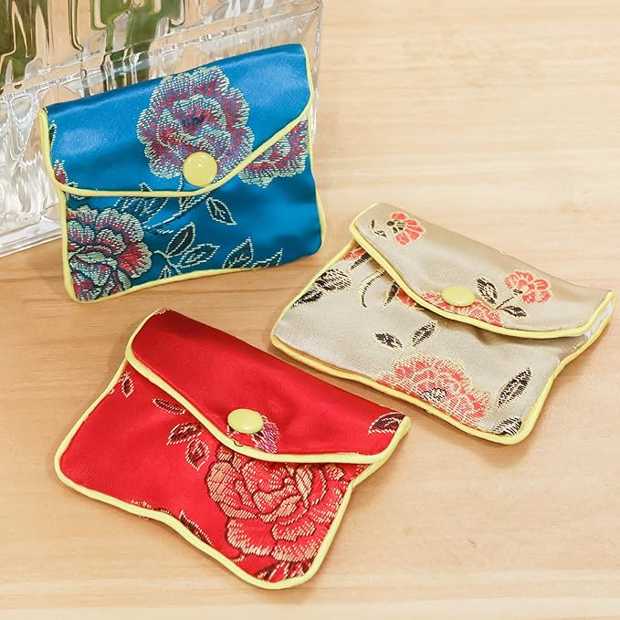 OceeK Travel Jewelry Case,Jewelry Silk Purse Pouch Gift Case, for Women Teen Girl Gifts,Color,12 Pack,Small