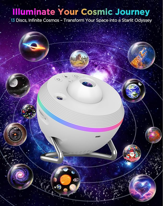 Galaxy Projector, 13 in 1 HD Planetarium Star Projector for Bedroom, Star Projector Light with Timer, Meteor & RGB Lighting Effects, Galaxy Light Projector for Kids & Adults