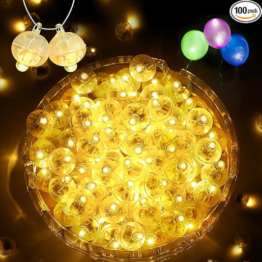 100Pcs Balloon Lights with Clear Hanging Line, Balloons Light for Party Decorations,Paper Lantern,Easter Eggs,Birthday Party,Halloween Christmas Decoration(Glow steadily Warm White)