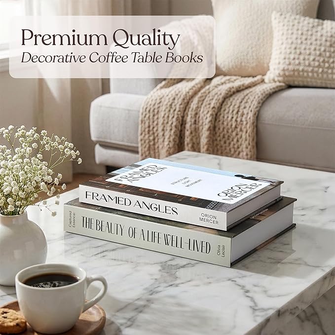 MESMOS Set of 2 Decorative Coffee Table Books, Interior Design Faux Storage Boxes for Bookshelf & Living Room Home Decor, Hardcover Fake Books for Decoration, Modern Photography & Lifestyle Series