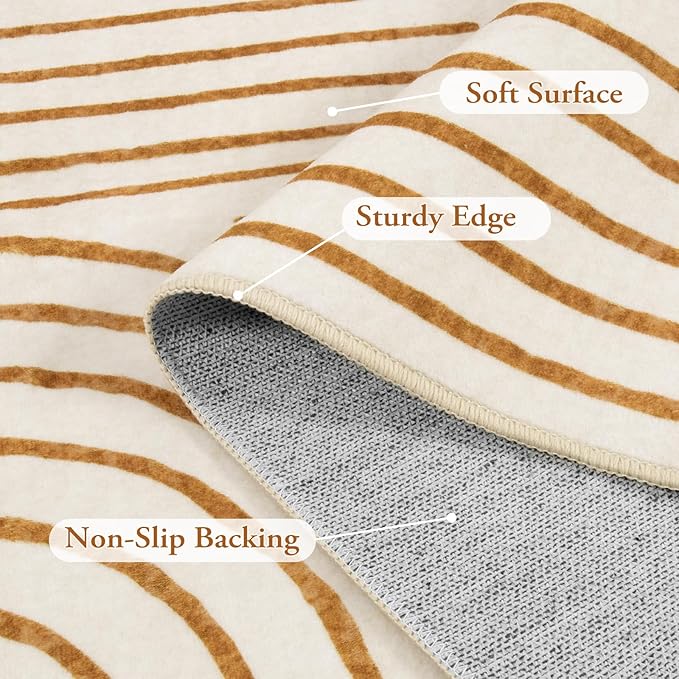 Lahome Abstract Washable Area Rug 6x9, Soft 6x9 Rug for Living Room Ultra-Thin Non Slip Bedroom Rug, Rainbow Orange Throw Carpet for Dining Room Darrell (6'x9',Orange)