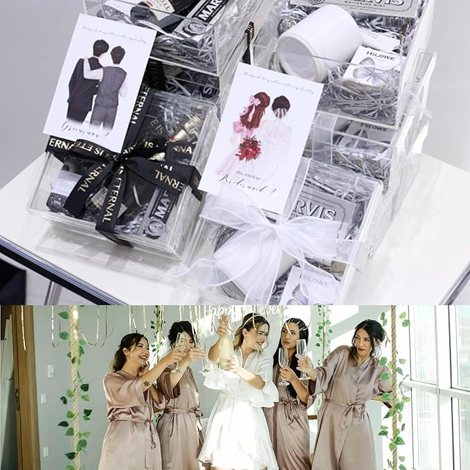 KissYou Acrylic Box Clear Box with Lid Home & Kitchen Organizer Contanier Plastic Square Cube Graduation Wedding Birthday Candy Boxes Party Decoration Gift Wrap Box
