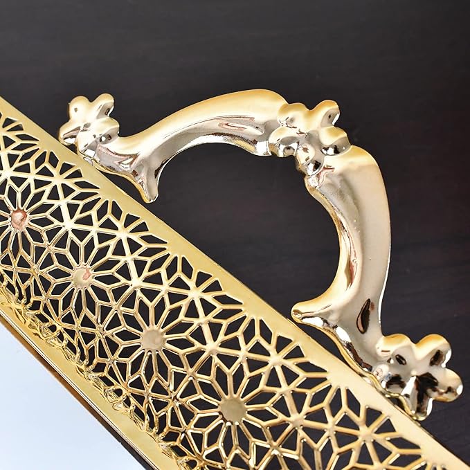 Decorative Glass Mirrored Tray Home Decor Vanity Tray for Dresser Make Up Jewelry Organizer Gold Perfume Tray Rectangle