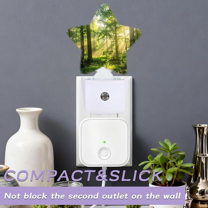 Night Light,Green Forest Night Lights Plug into Wall Sunrise Decorations for Bedroom Bathroom,Dusk to Dawn Sensor Kitchen Hallway Stairs Energy Efficient Desk Lamp
